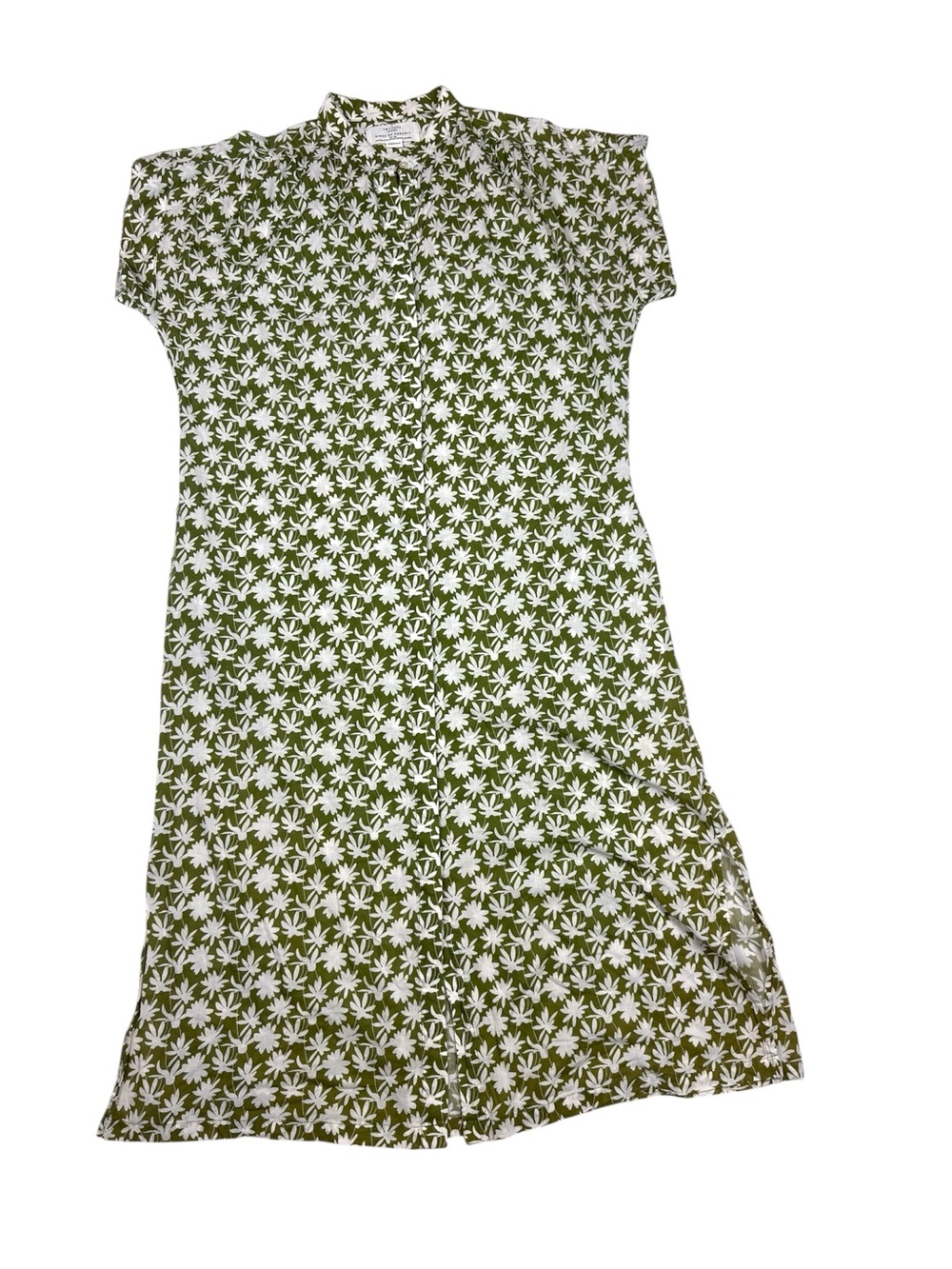 Trovata Olive Green & White Floral Midi Shirt Dress